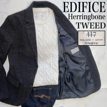 EDIFICE 새상품급 트위드 헤링본 M 사이즈 온오프 겸용 고급스러움