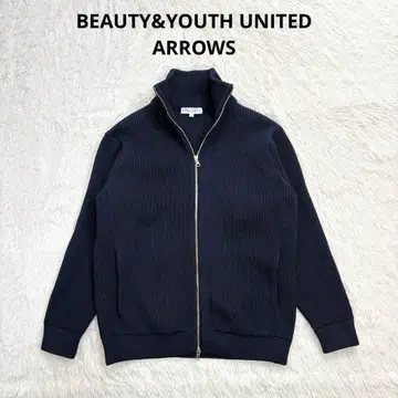새상품급 유나이티드 애로우즈 풀 집업 리브 니트 더블 지퍼 L 남성용