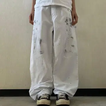 Dickies 화이트 카펜터 팬츠 페인터 와이드 레그 그런지