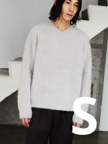 FOX CASHMERE V KNIT SAND GRAY S 사이즈