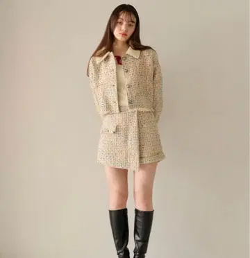 tina jojun 트위드 프린지 블루종