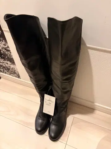 산루카 이탈리아제 천연 가죽 니하이 부츠