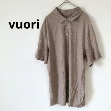 vuori 베이지 피케 셔츠 무지 캐주얼 반팔