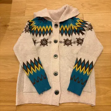 기하학 패턴 후드 부착 가디건 여성용