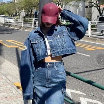 2WAY 크롭 데님 블루종