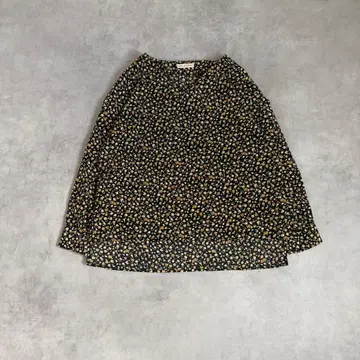 미니 꽃무늬 긴팔 블라우스 올 패턴 페미닌 M 블랙 페어리 그런지