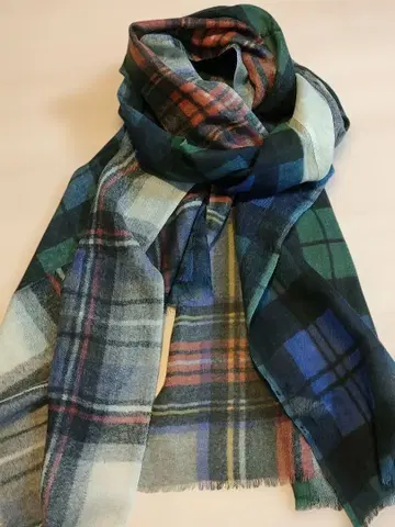 Glen Prince 바이컬러 체크 무늬 울 스톨