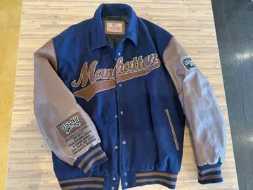 Manhattan 바시티 자켓 네이비/브라운