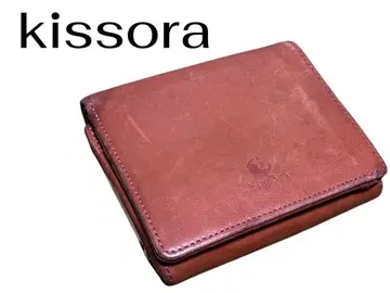 kissora 천연 가죽 접이식 지갑 가마구치 브라운 일본제