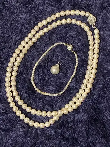 진주 silver 목걸이 펄 팔찌 펜던트 탑 세트