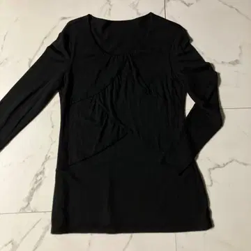 울 100% 블랙 튜닉 히로코비스