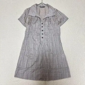 메이슨 그레이 반팔 튜닉 시어 셔츠 원피스 스트라이프 a2104