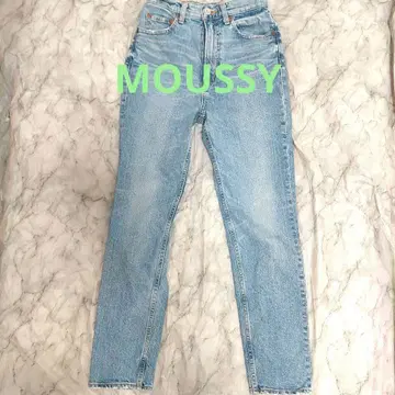 MOUSSY PLAIN JEANS 스트레이트 슬림 블루 하이웨스트