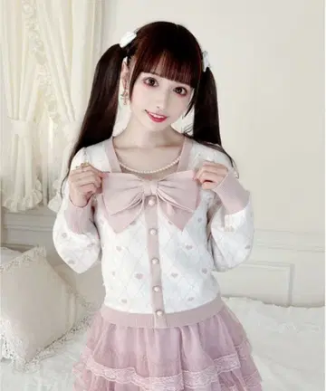 펄 체인 포함 하트 무늬 니트 MARS