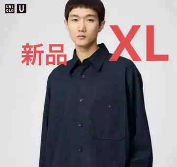 UNIQLO U 트윌 워크 오버 사이즈 셔츠 네이비 XL
