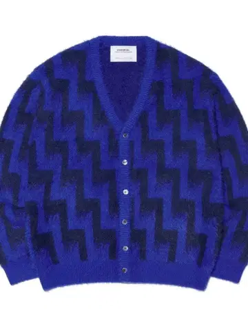 NOMANUAL 노매뉴얼 모헤어 가디건 블루 블랙