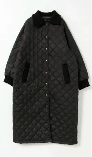 mizuiroind 블랙 퀼팅 롱 코트