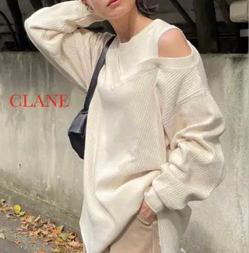 CLANE 오프숄더 리브 상의