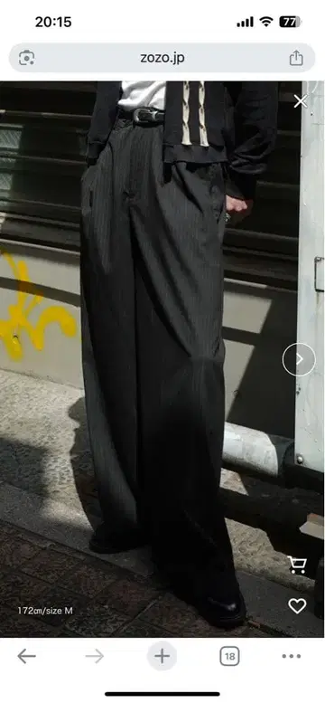 noen 웨스턴 배기 슬랙스 블랙 스트라이프 와이드 팬츠 M