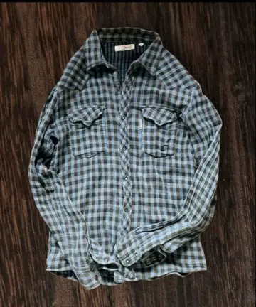 할리우드 런치마켓 블록 체크 인도 면 더블 페이스 새상품급