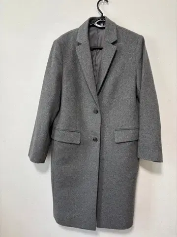 UNIQLO 그레이 체스터 롱 코트 캐시미어 혼방