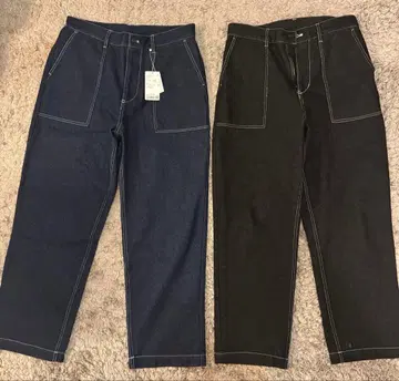 어반 리서치 스트레이트 데님 팬츠 다크 블루, 블랙