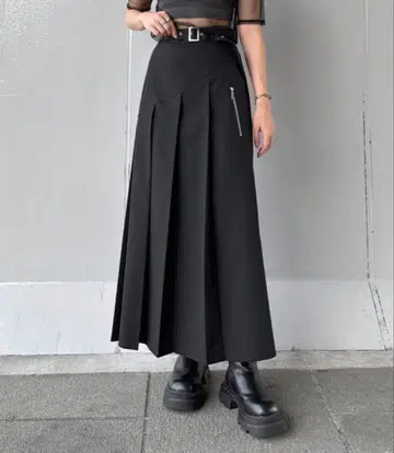 jiasecond. 아지메 플리츠 롱 타이트 스커트 벨트 포함 LVEU