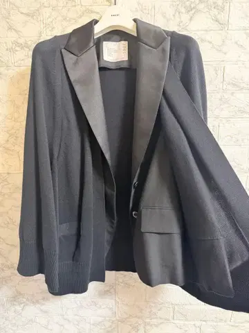 sacai 사카이 망토 케이프 니트 테일러드 자켓 새틴