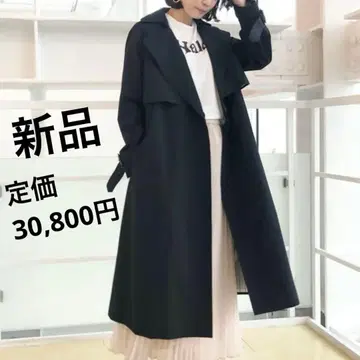 랩 트렌치코트 네이비 안감 부착 발수 가공 꽃가루 가드 루즈핏