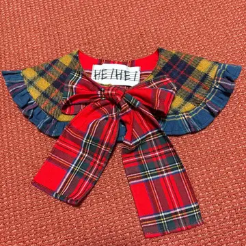 HEIHEI 체크 무늬 프릴 탈부착 카라