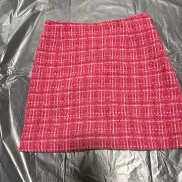 petitrago 핑크 체크 무늬 타이트 스커트