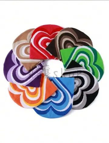 비니 니트 모자 모자 스트릿 y2k 그런지 해외 하트 2세트