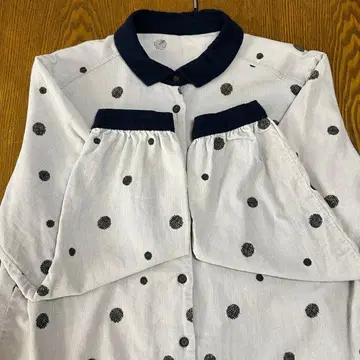 새상품급 le ciel (루시엘) 코듀로이 자수 블라우스 배색 카라