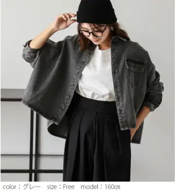 데님 자켓 셔츠 와이드 실루엣 드롭 숄더 오버 사이즈