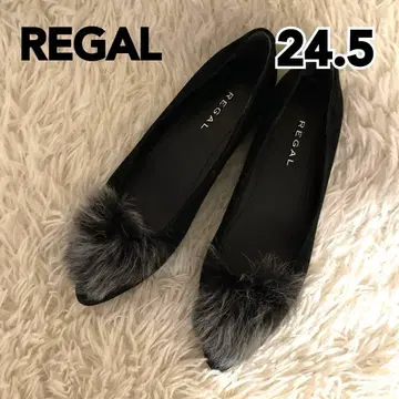 REGAL 퍼 포함 플랫슈즈 24.5