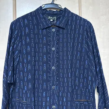 네이비 스트라이프 패턴 롱 셔츠 원피스