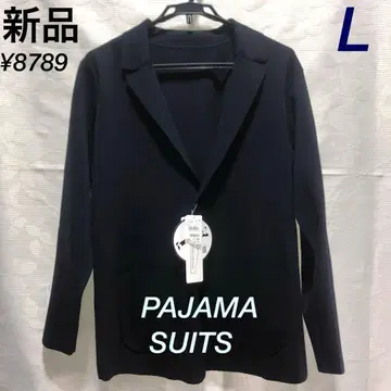 AOKI [ 파자마 수트 ] 총침 경량 니트 라펠 부착 자켓 네이비 L