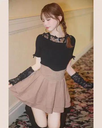 미셸 마카롱 스웨이드 슬림 레그 스커트 핑크 S