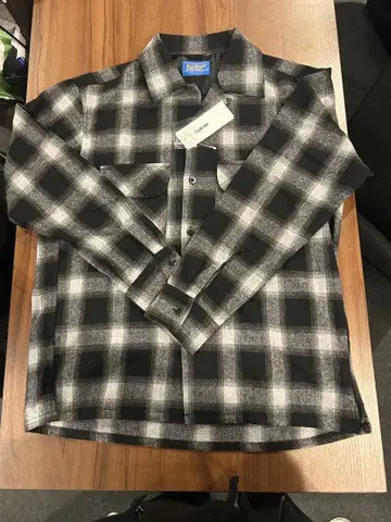 미사용 새상품 버튼 부착 백넘버 울 믹스 오픈 카라 셔츠 펜들턴 S