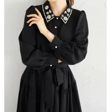 [ 새상품급 ] 토코 클로젯 허리 리본 펄 비쥬 원피스 블랙