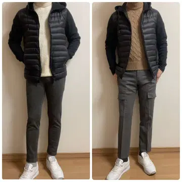 새상품급 HERNO 헬로 다운 맨투맨 콤비 후디 후드티