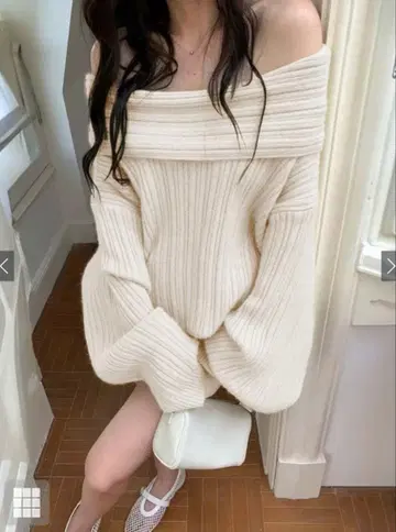 오프숄더 니트 미니 원피스[at2558]