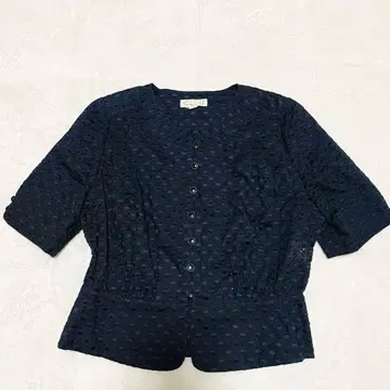 셀비오네 Cervione 전체 레이스 반팔 블라우스 일본제 M 블랙