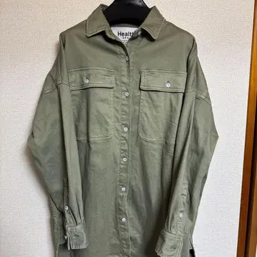 블라우스 셔츠 Healthy DENIM 데님 셔츠 여성용 카키