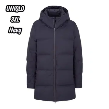 유니클로 심리스 다운 코트 네이비 남성용 3XL 롱 429294