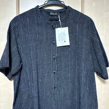 다크 블루 스트라이프 반팔 셔츠 원피스