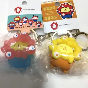 산리오 미야쿠미야쿠 클리어 최애 컬러 키링 폼폼푸딩 만박