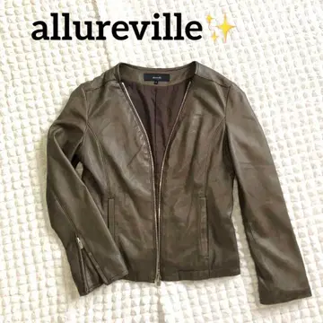 allureville 양가죽 램 가죽 노카라 가죽 자켓 V넥