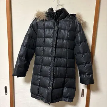 후드 부착 롱 다운 자켓 블랙