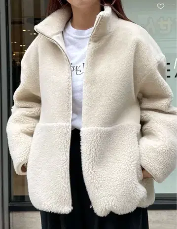 보아 스탠드 카라 지퍼 블루종